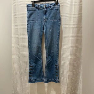 Pilcro and the letterpress jeans button bottom flare